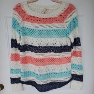 Red Camel Shimmer Open Knit Sweater Multi Color Woman's Size Medium